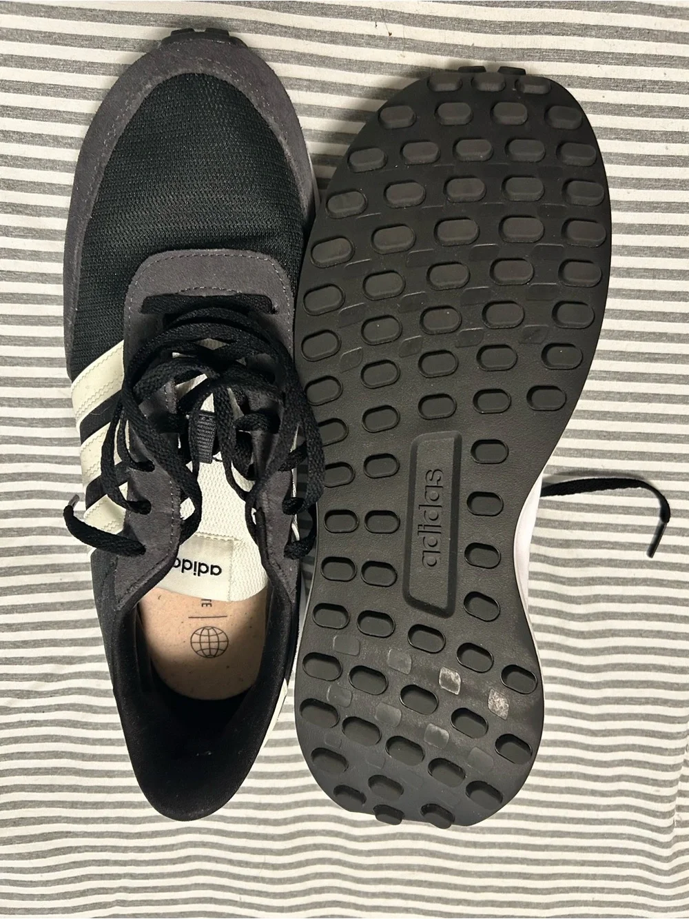 adidas Black Sneakers with Cream Stripes